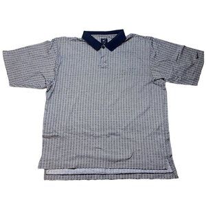 NIKE Men's Light Gray Striped Polo Shirt Short Sleeve Logo EUC Size Large